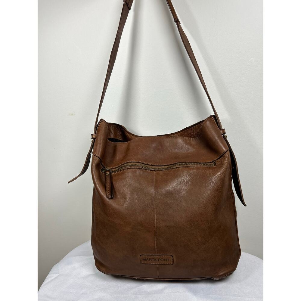 Marta Ponti Brown Woven genuine Leather
Shoulder Bag 13“ x 13“ happy minimalist - Picture 11 of 13